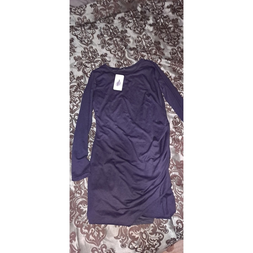 NWT BTFBM Navy Ruched Side Long Sleeve Shirt Dress, Size L‎